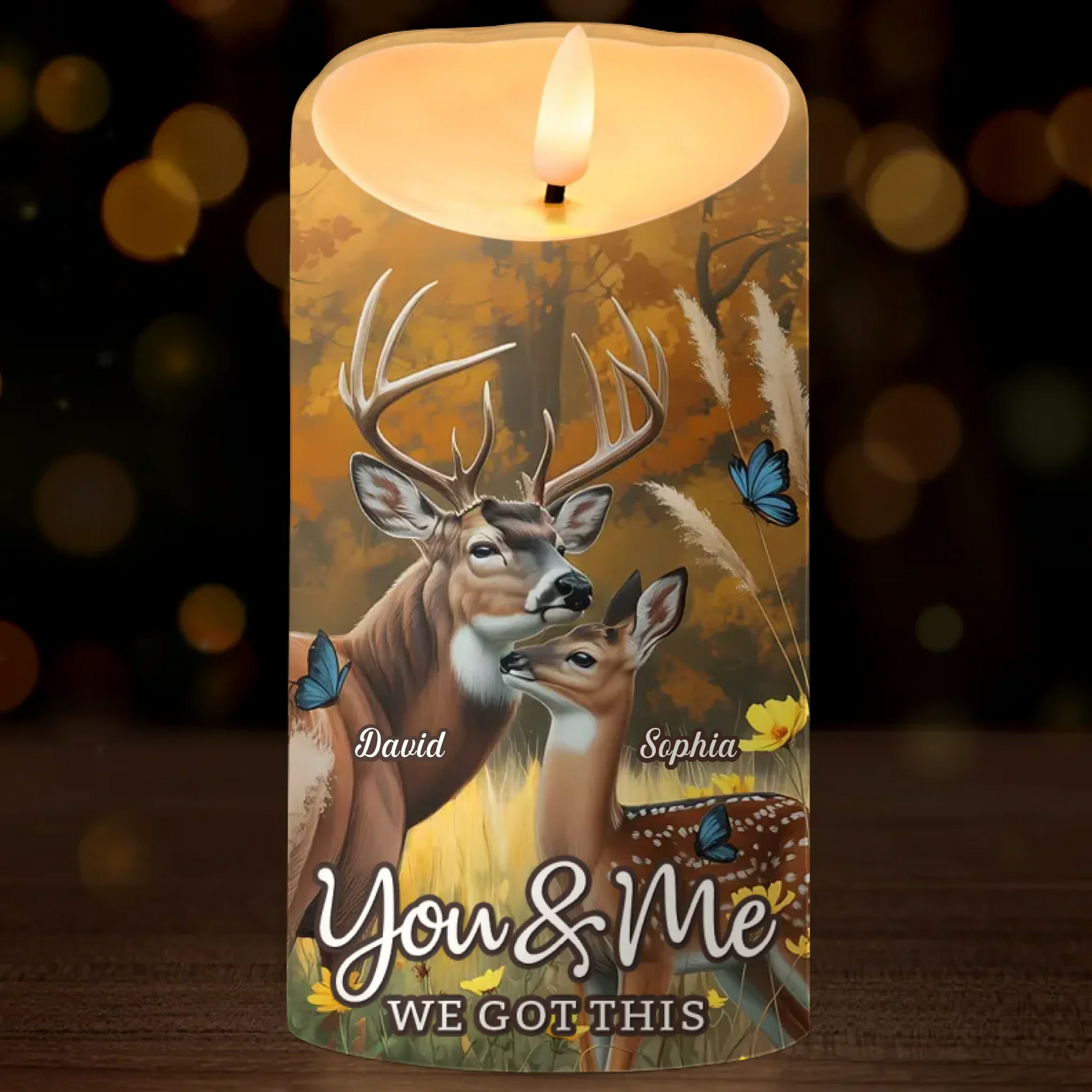 Custom LED Candle - Personalized Anniversary Wedding Gifts For Husband And Wife, Him And Her - My Heart Found Its Forest