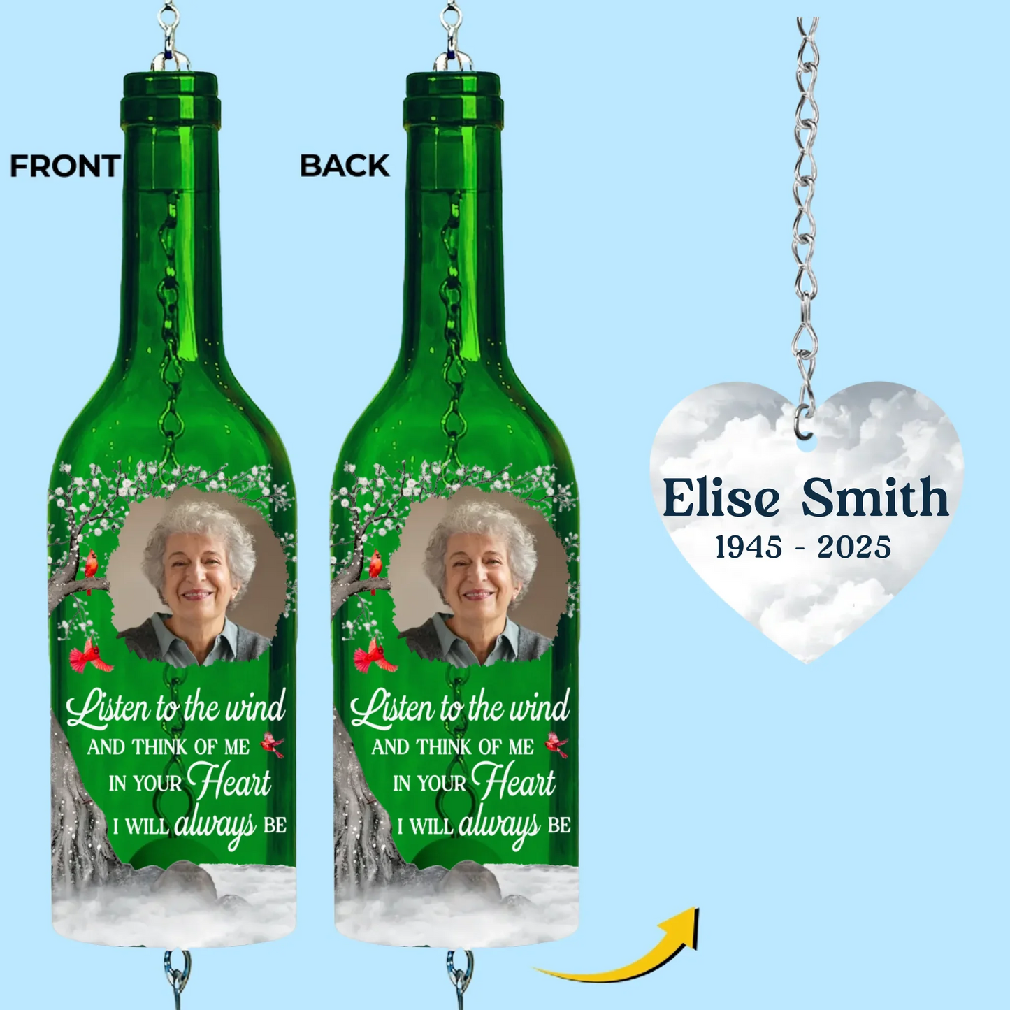 Whispers Of You Live On - Personalized Wine Bottle Wind Chime