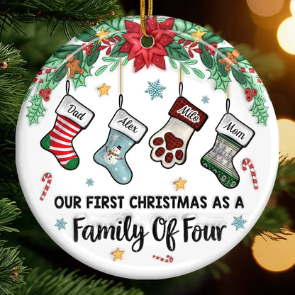Custom First Christmas Acrylic Ornament - Personalized Christmas Birthday Gifts For Mom, Dad, Brother, Sister, Kids - Our Family’s First Christmas Magic
