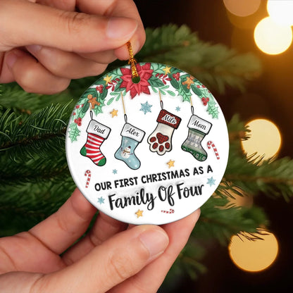 Custom First Christmas Acrylic Ornament - Personalized Christmas Birthday Gifts For Mom, Dad, Brother, Sister, Kids - Our Family’s First Christmas Magic