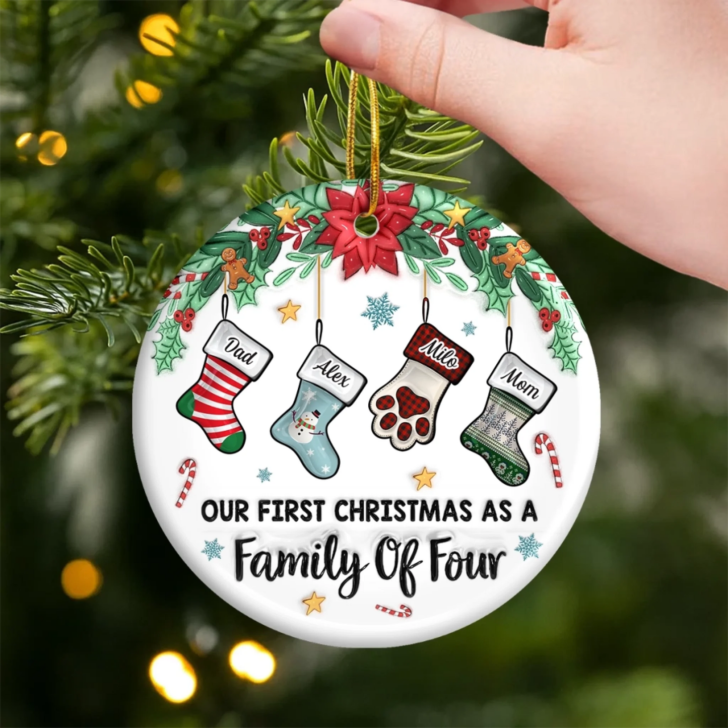 Custom First Christmas Acrylic Ornament - Personalized Christmas Birthday Gifts For Mom, Dad, Brother, Sister, Kids - Our Family’s First Christmas Magic