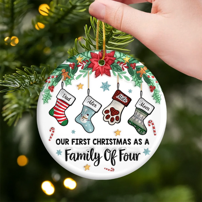 Custom First Christmas Acrylic Ornament - Personalized Christmas Birthday Gifts For Mom, Dad, Brother, Sister, Kids - Our Family’s First Christmas Magic
