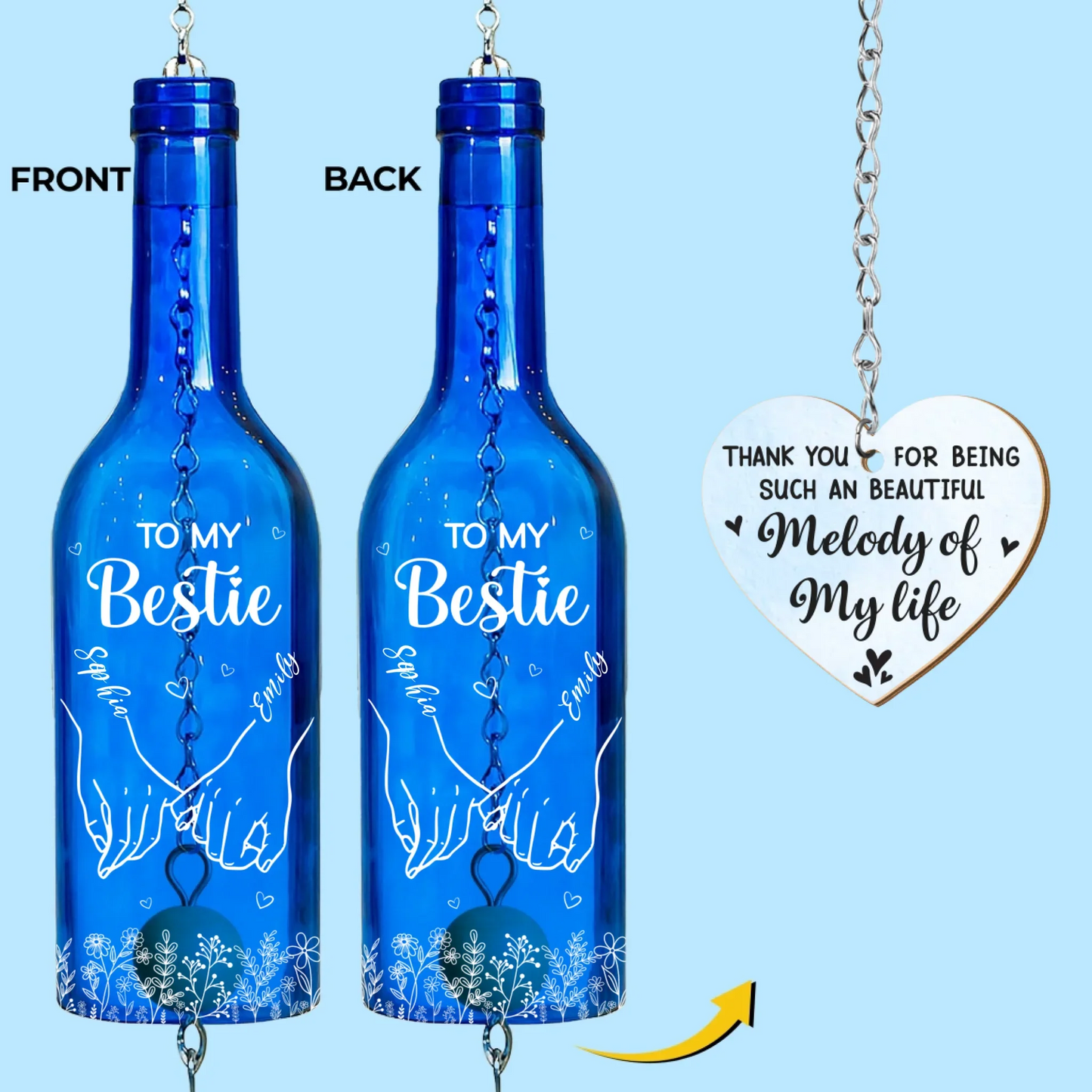 You’re The Melody Of My Life - Personalized Wine Bottle Wind Chime