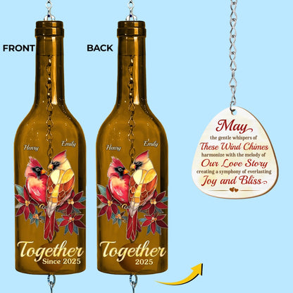 Custom Wine Bottle Wind Chime - Personalized Anniversary Wedding Gifts For Husband And Wife, Him And Her - Our Love, A Lasting Symphony