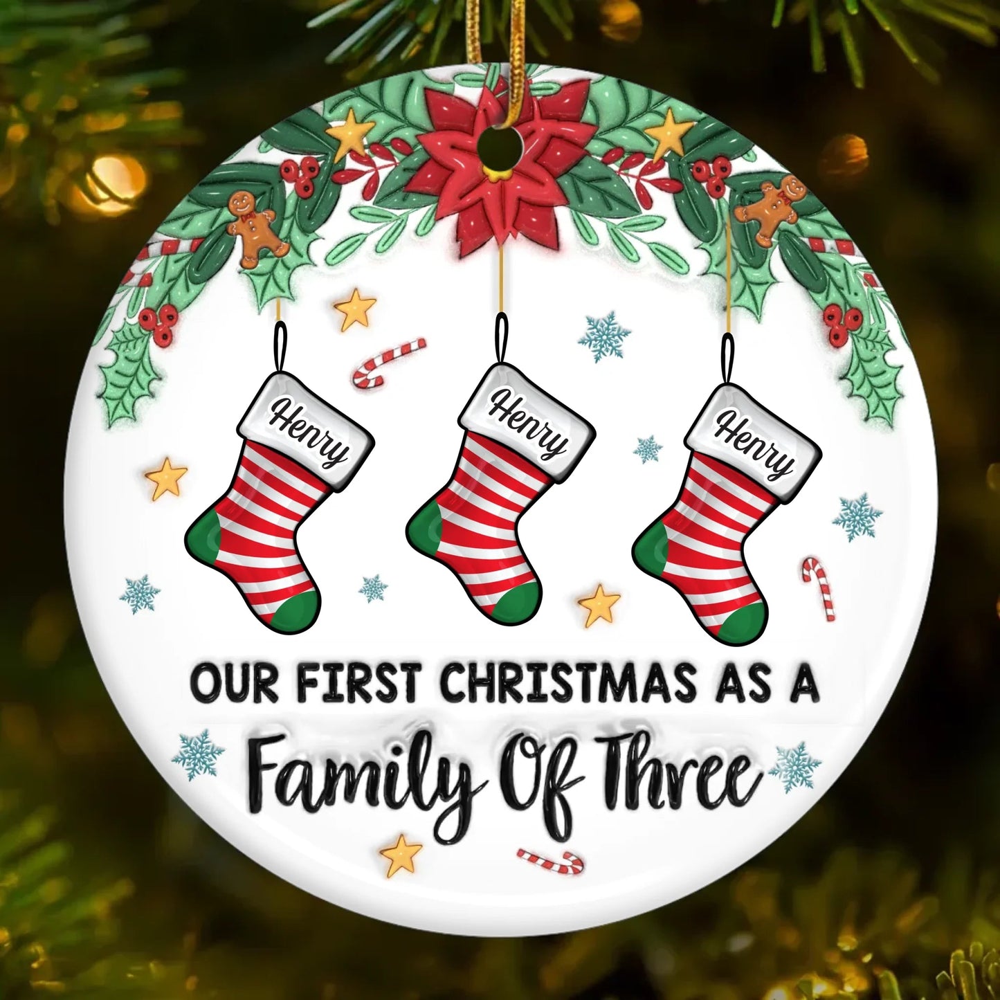 Custom First Christmas Acrylic Ornament - Personalized Christmas Birthday Gifts For Mom, Dad, Brother, Sister, Kids - Our Family’s First Christmas Magic