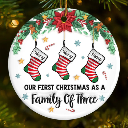 Custom First Christmas Acrylic Ornament - Personalized Christmas Birthday Gifts For Mom, Dad, Brother, Sister, Kids - Our Family’s First Christmas Magic