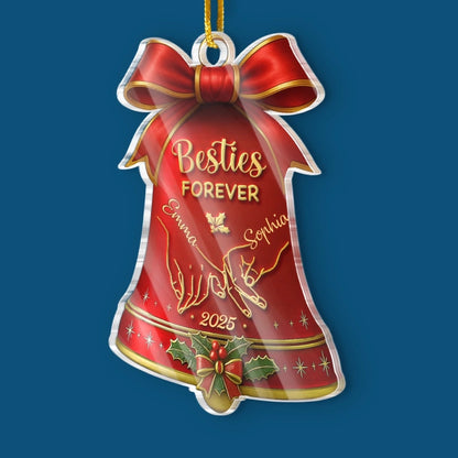 Custom Acrylic Ornament - Personalized Best Friend Christmas Birthday Gifts For Women, Besties, Sisters, BFF - Bestie Joy Glows This Christmas