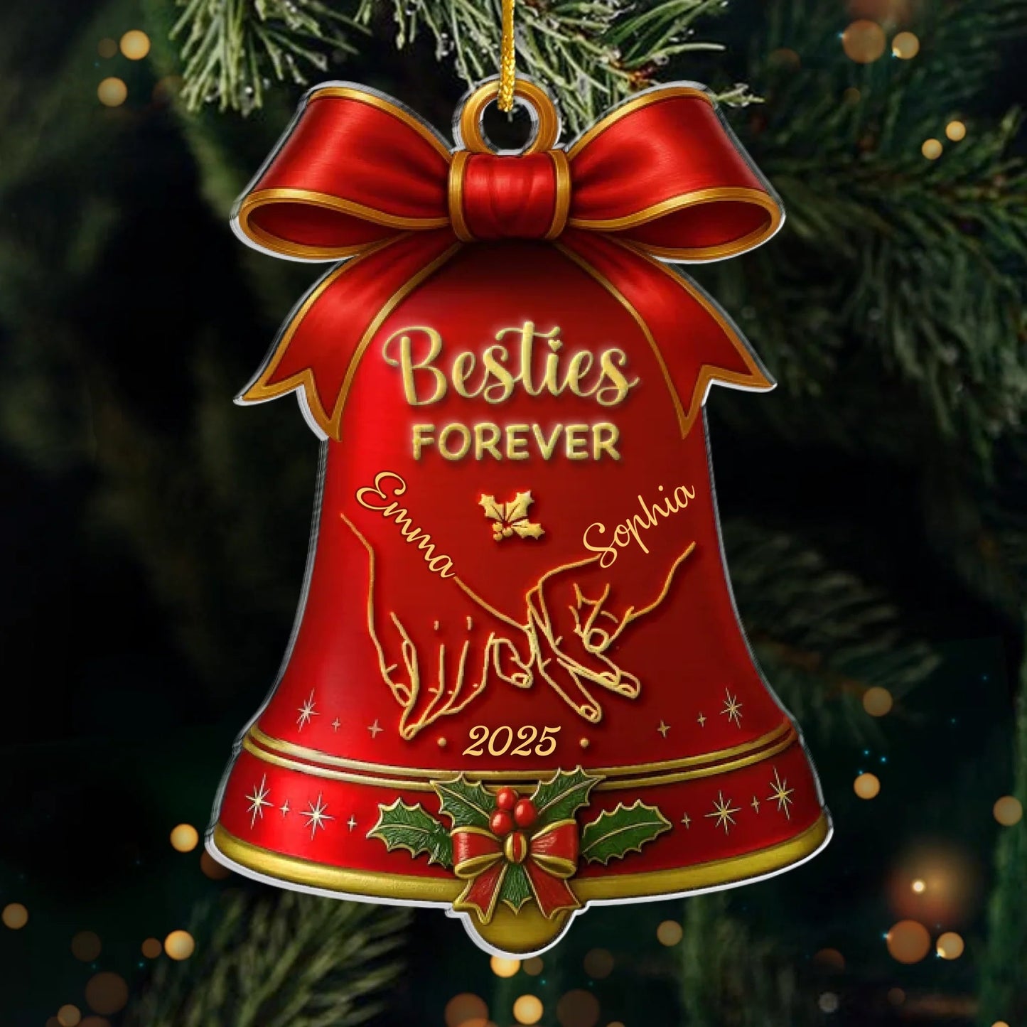 Custom Acrylic Ornament - Personalized Best Friend Christmas Birthday Gifts For Women, Besties, Sisters, BFF - Bestie Joy Glows This Christmas