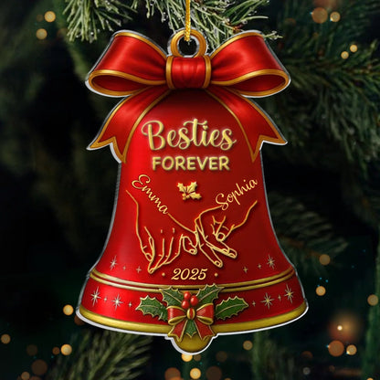 Custom Acrylic Ornament - Personalized Best Friend Christmas Birthday Gifts For Women, Besties, Sisters, BFF - Bestie Joy Glows This Christmas