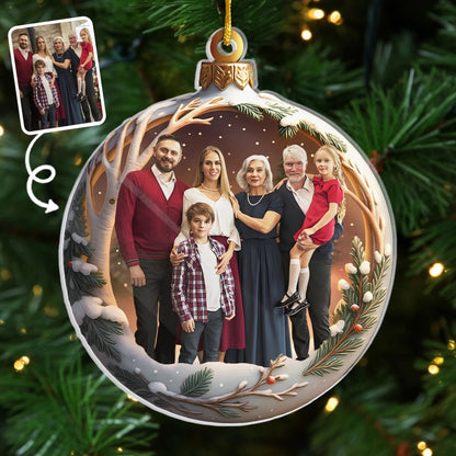 Custom Photo Acrylic Ornament - Personalized Christmas Birthday Gifts For Mom, Dad, Brother, Sister, Kids - Family Makes Christmas Magical