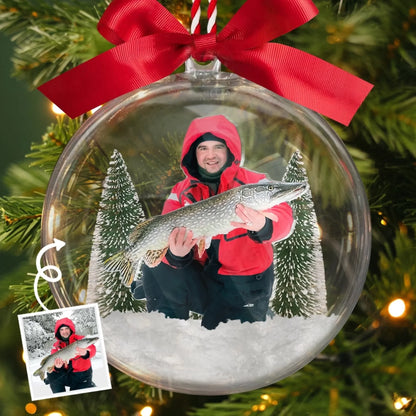 Custom Photo 3D Acrylic Ball Ornament - Personalized Christmas Birthday Fishing Gifts For Fisherman - Santa’s Secret Fishing Buddy