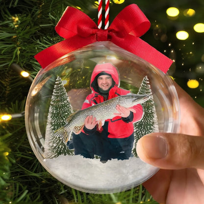 Custom Photo 3D Acrylic Ball Ornament - Personalized Christmas Birthday Fishing Gifts For Fisherman - Santa’s Secret Fishing Buddy
