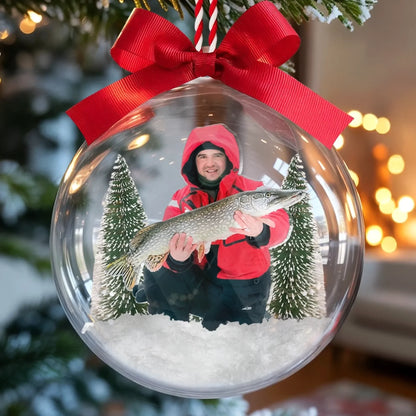 Custom Photo 3D Acrylic Ball Ornament - Personalized Christmas Birthday Fishing Gifts For Fisherman - Santa’s Secret Fishing Buddy