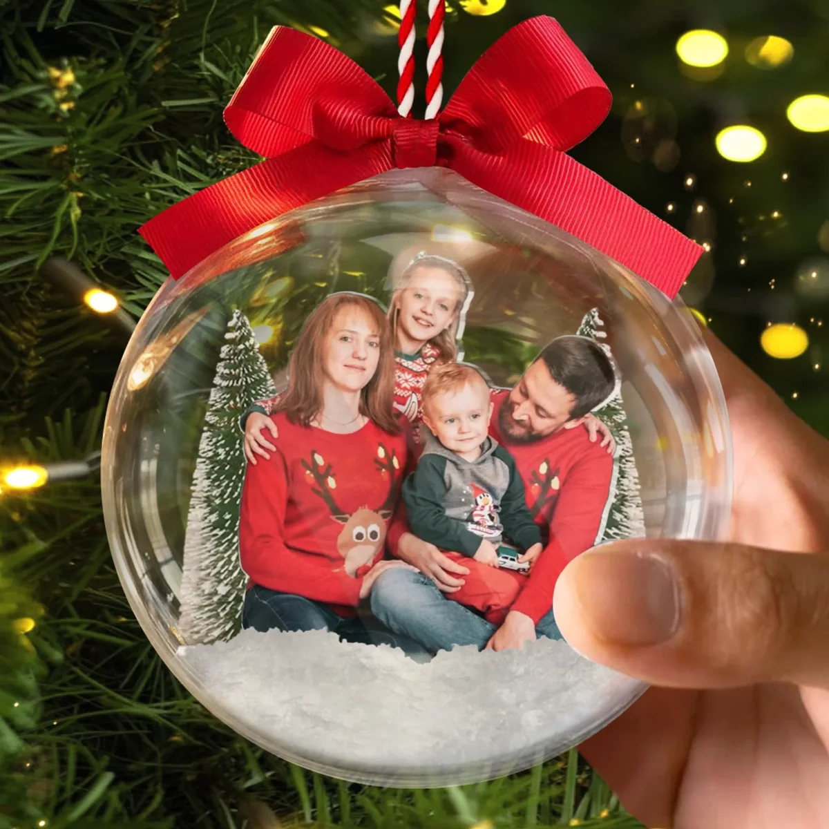Custom Photo 3D Acrylic Ball Ornament - Personalized Christmas Birthday Gifts For Mom, Dad, Kids - Our Greatest Gift Is Each Other