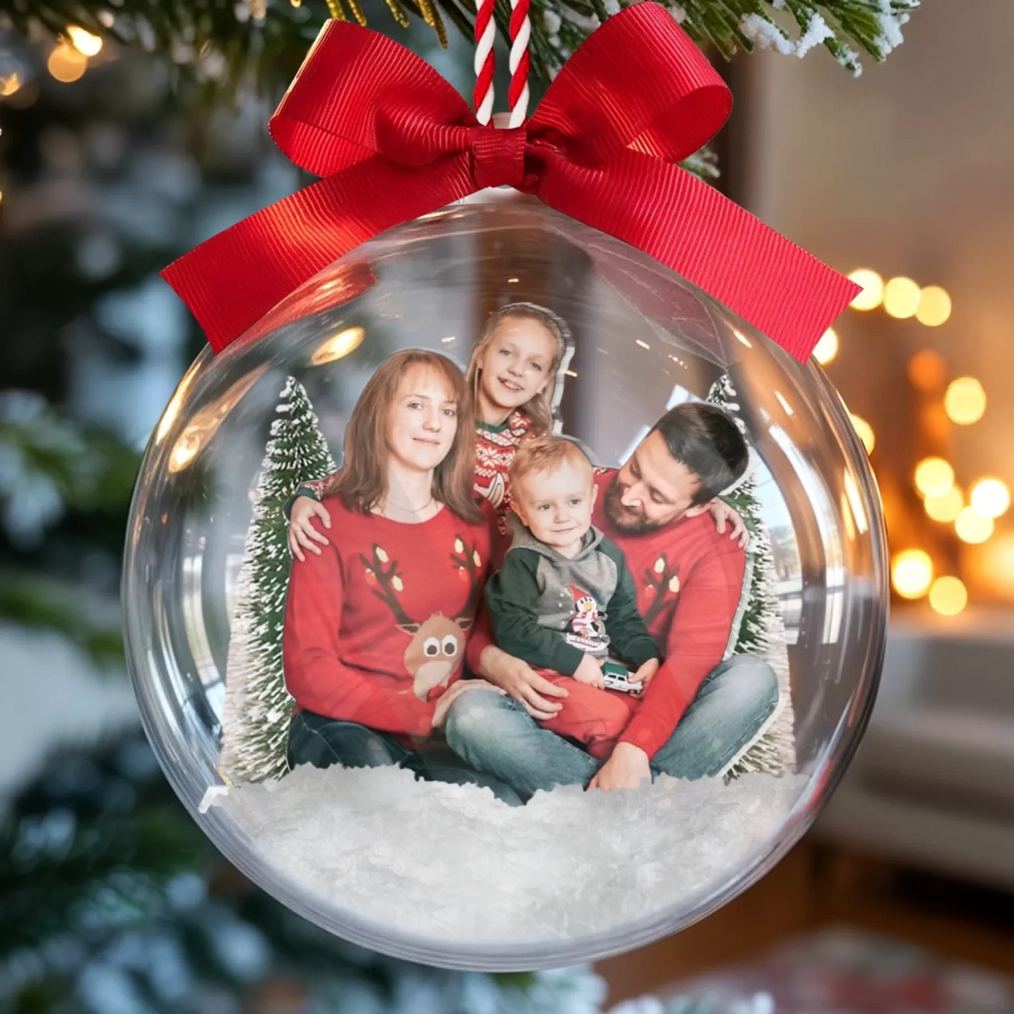 Custom Photo 3D Acrylic Ball Ornament - Personalized Christmas Birthday Gifts For Mom, Dad, Kids - Our Greatest Gift Is Each Other