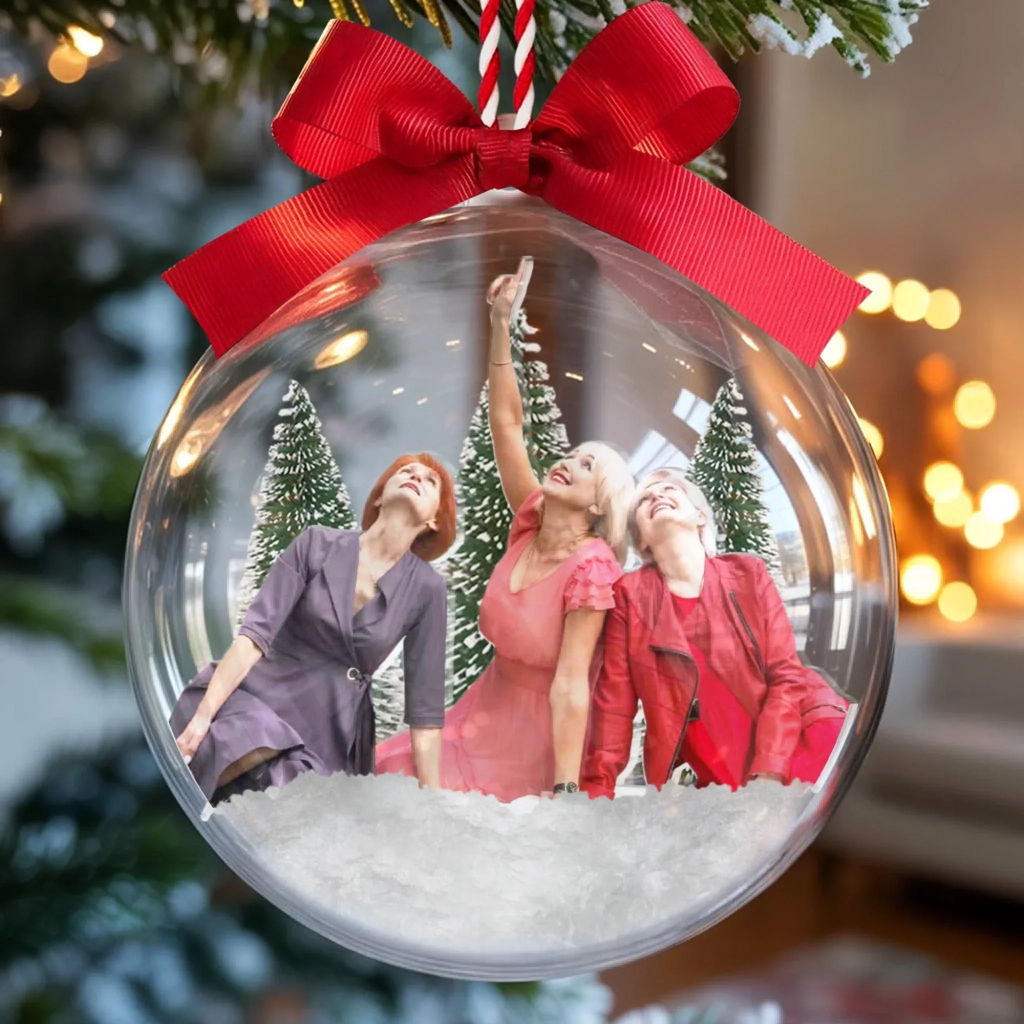 All I Want For Xmas Is Us - Personalized Photo 3D Acrylic Ball Ornament