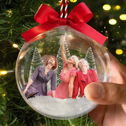 All I Want For Xmas Is Us - Personalized Photo 3D Acrylic Ball Ornament