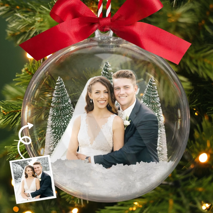 Custom Photo 3D Acrylic Ball Ornament - Personalized Anniversary Christmas Wedding Gifts For Husband And Wife, Him And Her - Wedding Dreams In A Snow Globe