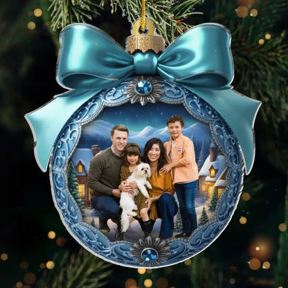 Custom Photo Acrylic Ornament - Personalized Christmas Birthday Gifts For Mom, Dad, Brother, Sister, Kids - Family Love Makes Spirits Bright