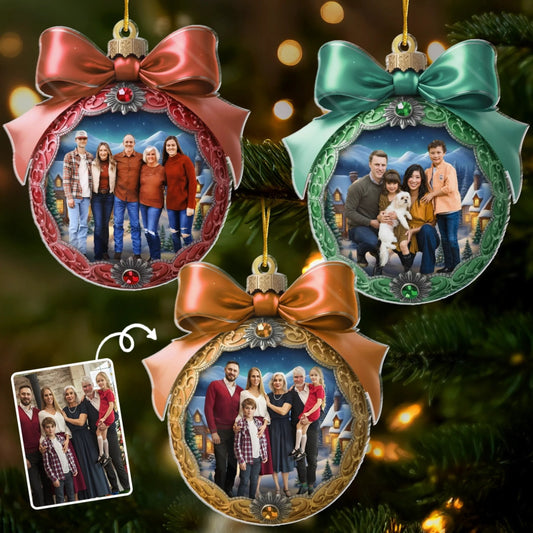 Custom Photo Acrylic Ornament - Personalized Christmas Birthday Gifts For Mom, Dad, Brother, Sister, Kids - Family Love Makes Spirits Bright