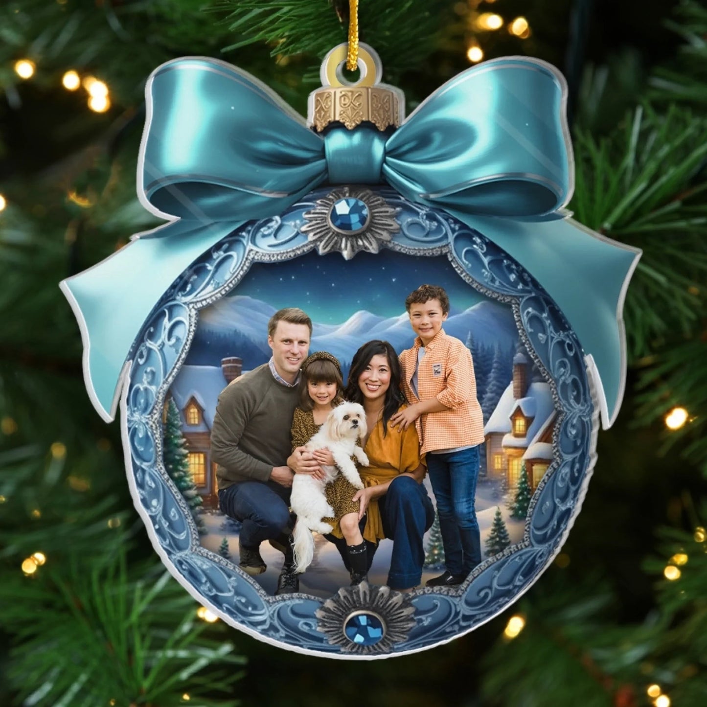 Custom Photo Acrylic Ornament - Personalized Christmas Birthday Gifts For Mom, Dad, Brother, Sister, Kids - Family Love Makes Spirits Bright