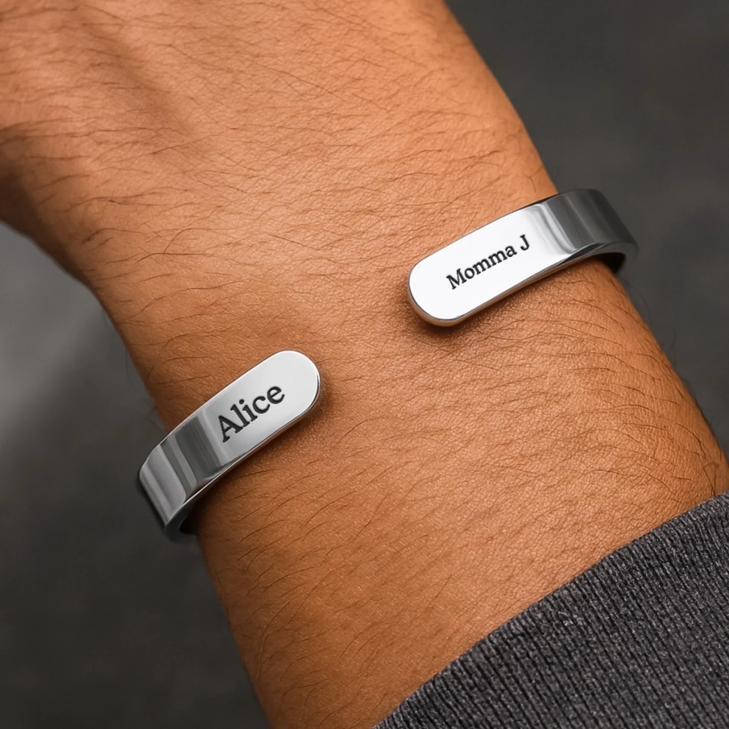 Custom Engraved Stainless Steel Cuff Bracelet - Personalized Birthday Gifts For Mom, Daughter - A Bond That Shines Forever