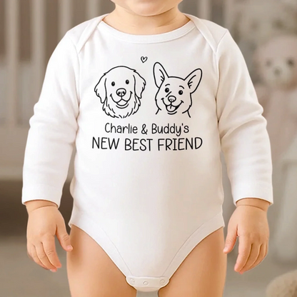 Custom Long Sleeve Baby Onesie - Personalized Baby Shower, Gender Reveal Gifts For New Moms, New Dads, New Parents, Dog Dad And Mom - Tiny Hands Endless Dreams