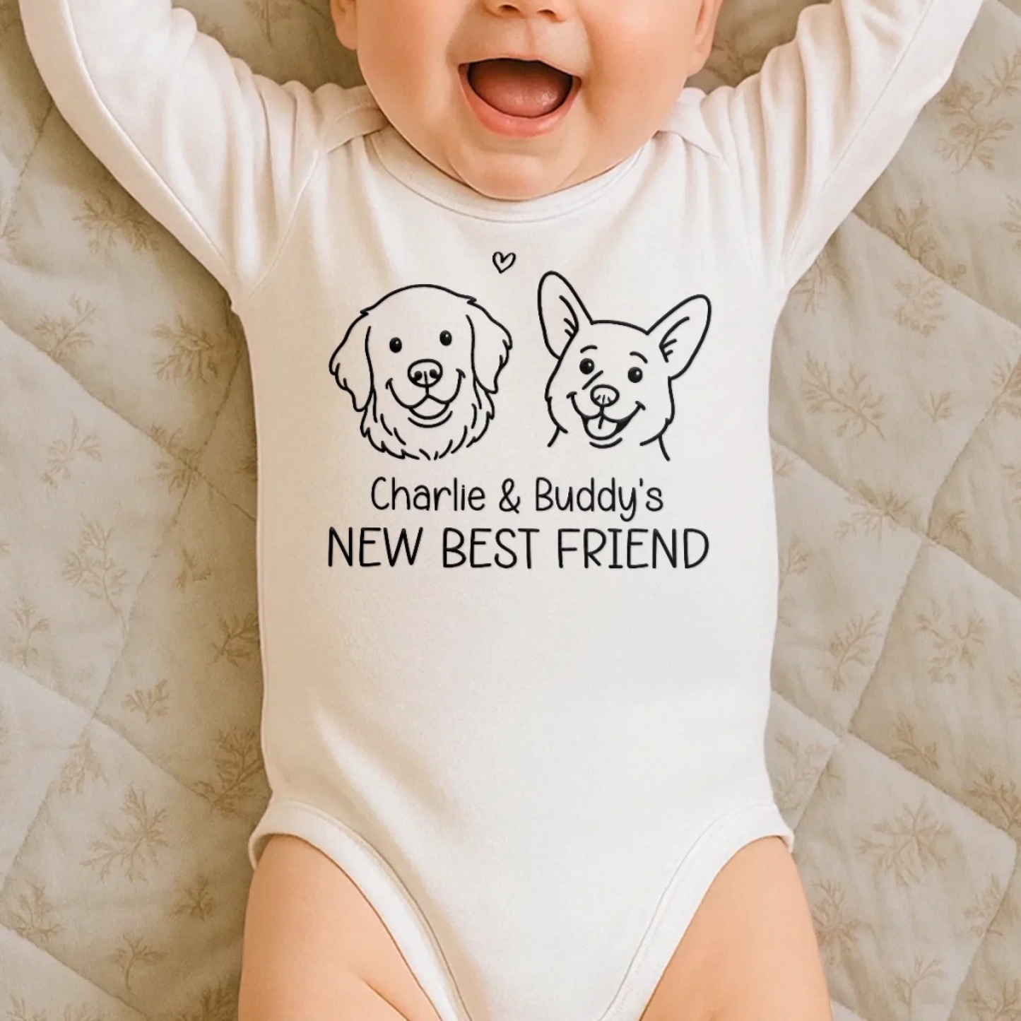 Custom Long Sleeve Baby Onesie - Personalized Baby Shower, Gender Reveal Gifts For New Moms, New Dads, New Parents, Dog Dad And Mom - Tiny Hands Endless Dreams