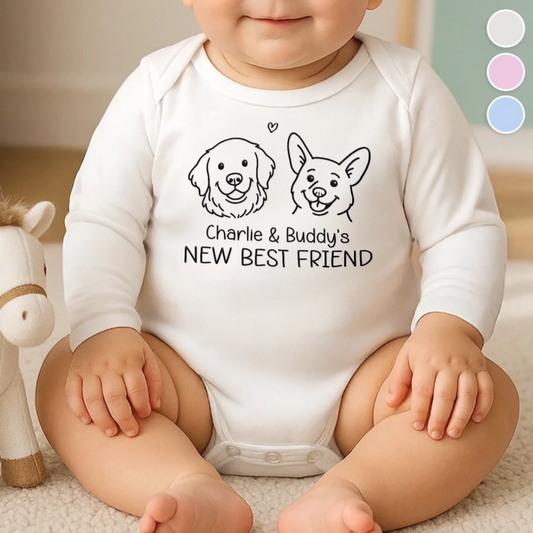 Custom Long Sleeve Baby Onesie - Personalized Baby Shower, Gender Reveal Gifts For New Moms, New Dads, New Parents, Dog Dad And Mom - Tiny Hands Endless Dreams