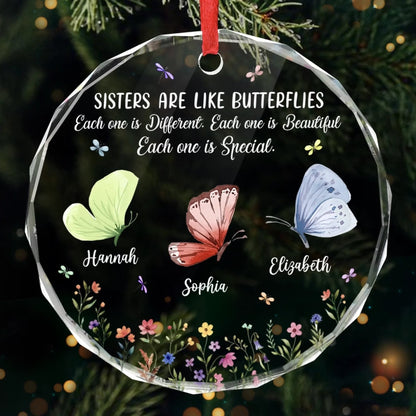 Custom Circle Acrylic Ornament - Personalized Best Friend Christmas Birthday Gifts For Women, Besties, Sisters, BFF - Bestie Joy Flutters Like Butterflies