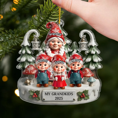 Custom Gnome Acrylic Ornament - Personalized Christmas Birthday Gifts For Mom, Grandma, Kids - My Grandkids Are Special