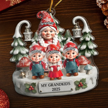Custom Gnome Acrylic Ornament - Personalized Christmas Birthday Gifts For Mom, Grandma, Kids - My Grandkids Are Special