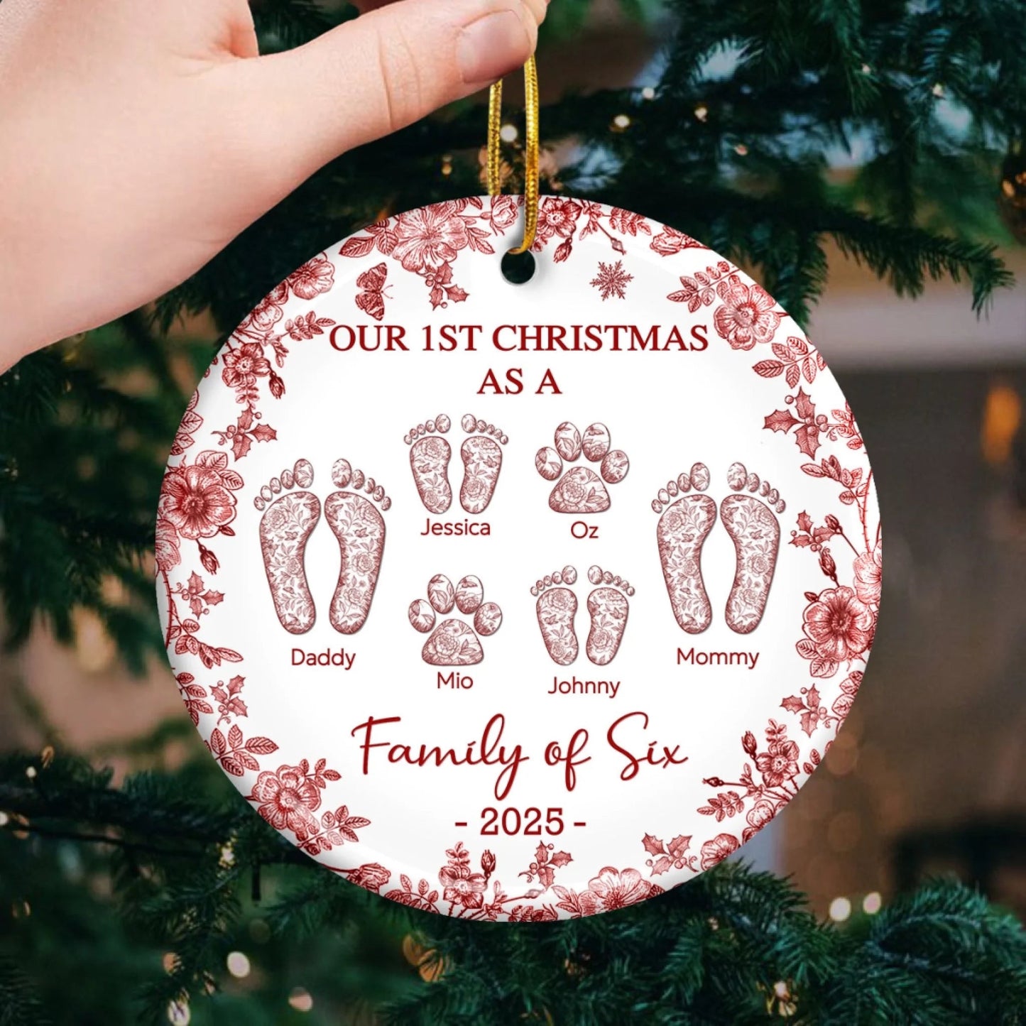 Custom Acrylic Ornament - Personalized Christmas Birthday Gifts For Mom, Dad, Kids - Love Wrapped In Christmas Joy