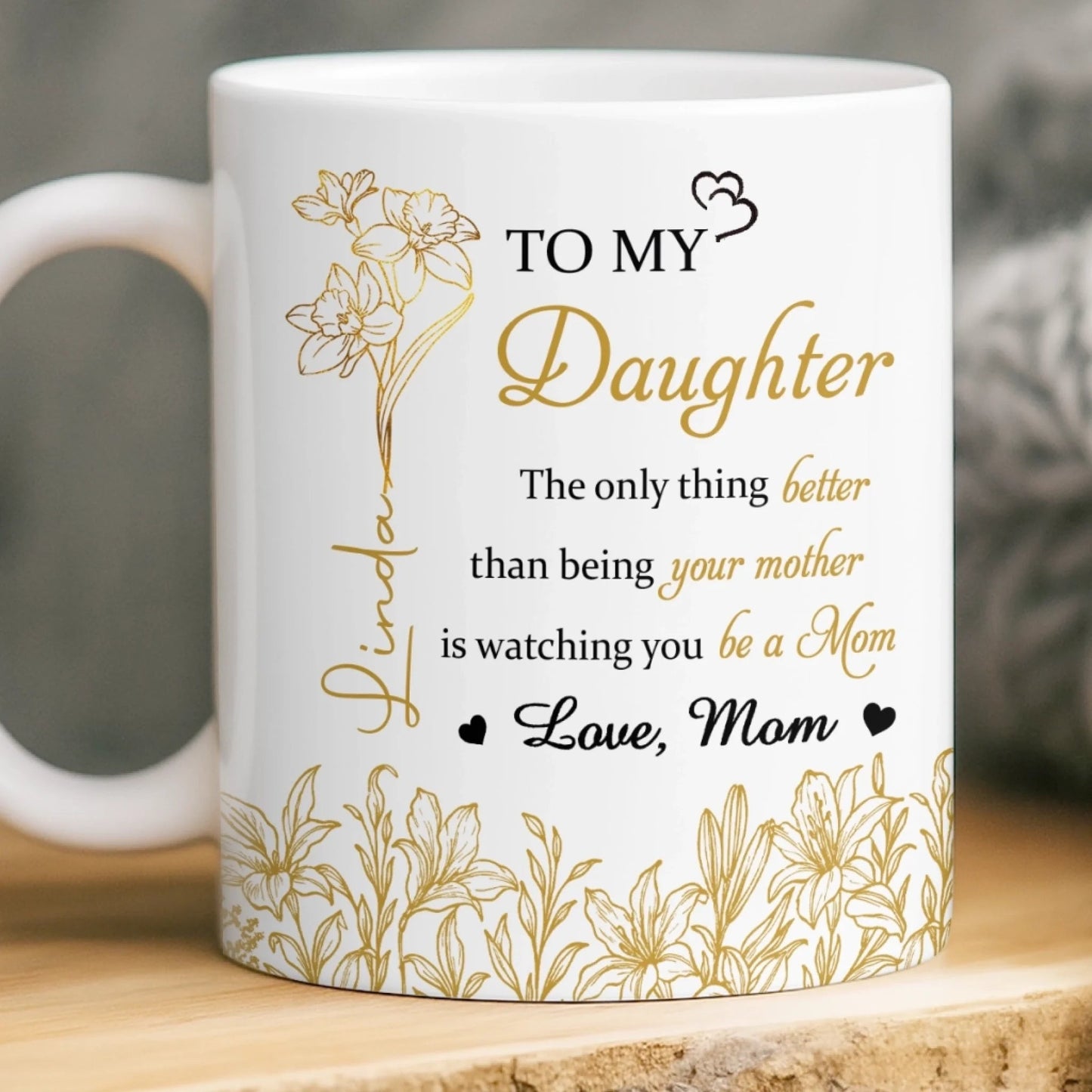 Custom Mug - Personalized Birthday Gifts For Mom, Daughter - Sunshine Shines Through A Daughter