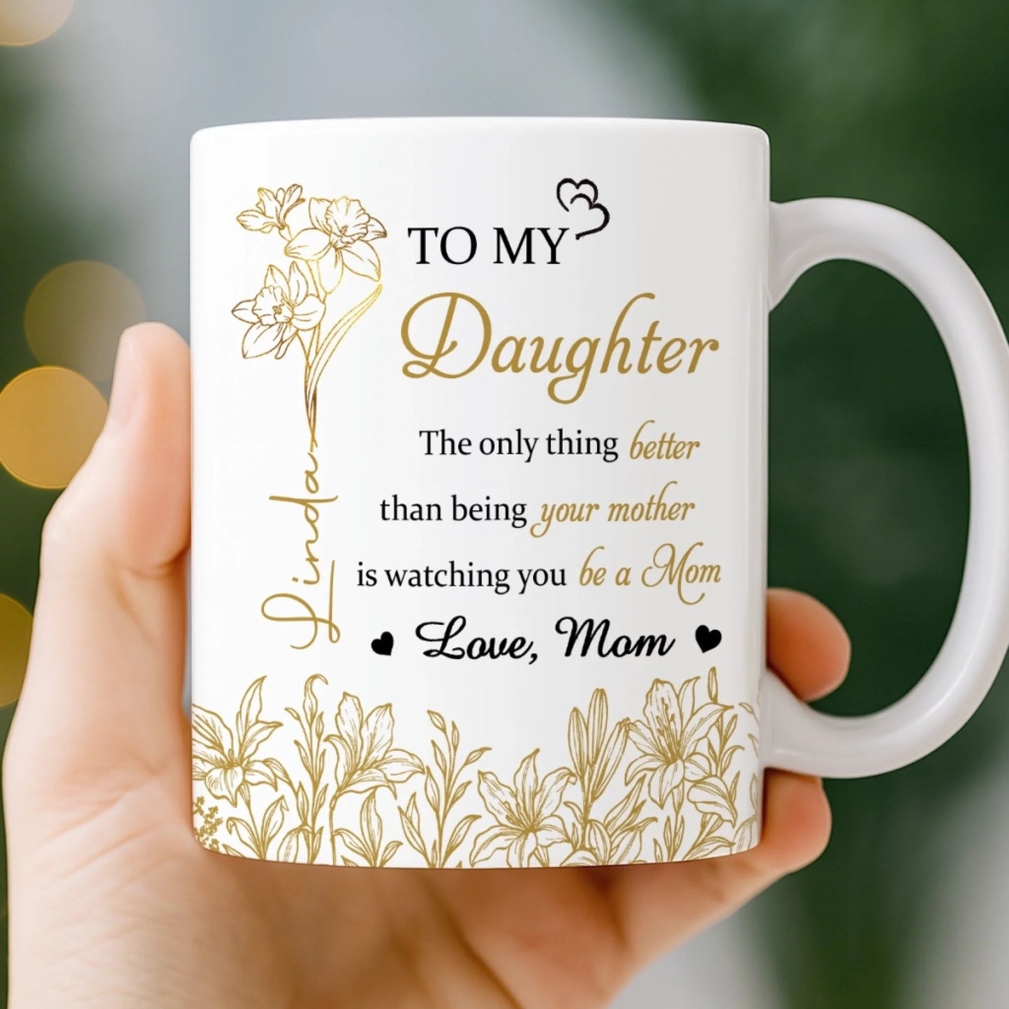 Custom Mug - Personalized Birthday Gifts For Mom, Daughter - Sunshine Shines Through A Daughter