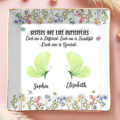 Custom Butterfly Full-Print Jewelry Dish - Personalized Best Friend Birthday Gifts For Women, Besties, Sisters, BFF - Friends Are Flowers That Never Fade