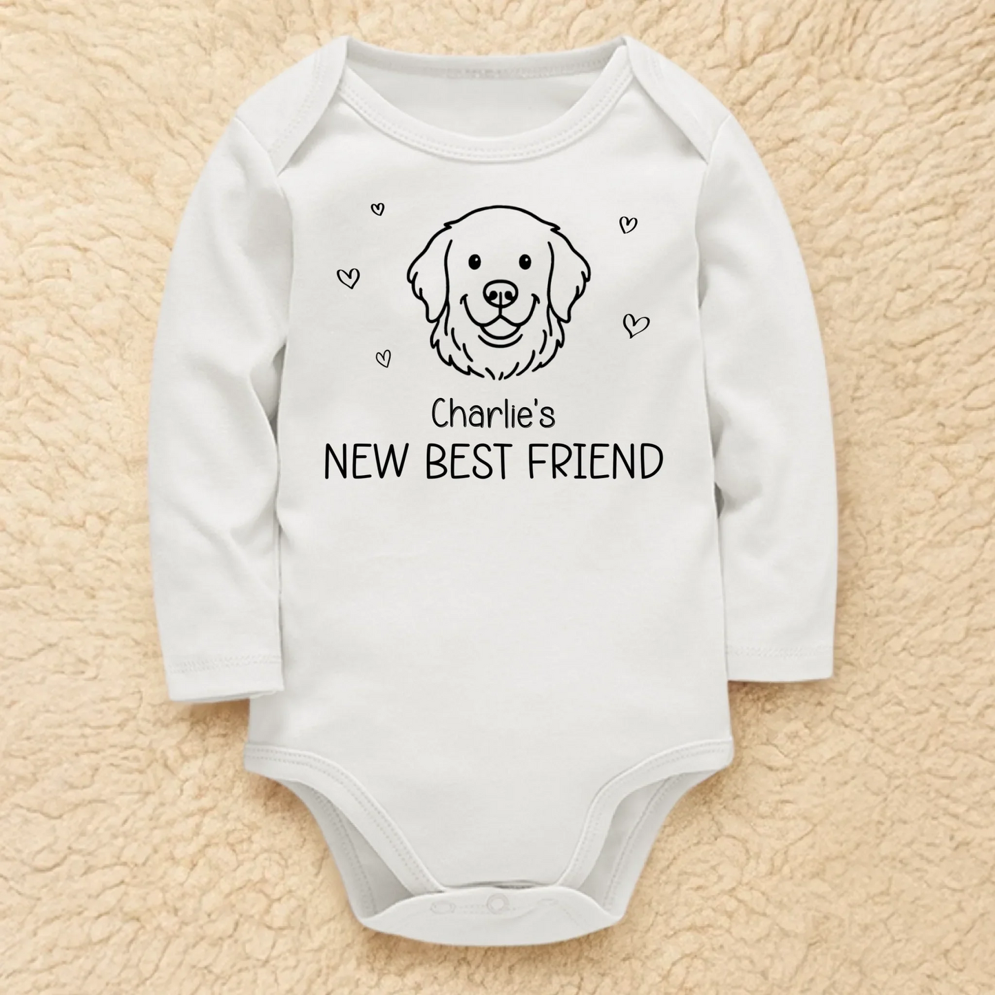 Custom Long Sleeve Baby Onesie - Personalized Baby Shower, Gender Reveal Gifts For New Moms, New Dads, New Parents, Dog Dad And Mom - Tiny Hands Endless Dreams