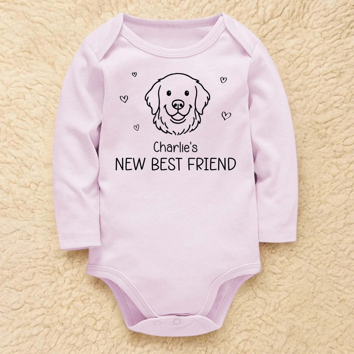 Custom Long Sleeve Baby Onesie - Personalized Baby Shower, Gender Reveal Gifts For New Moms, New Dads, New Parents, Dog Dad And Mom - Tiny Hands Endless Dreams