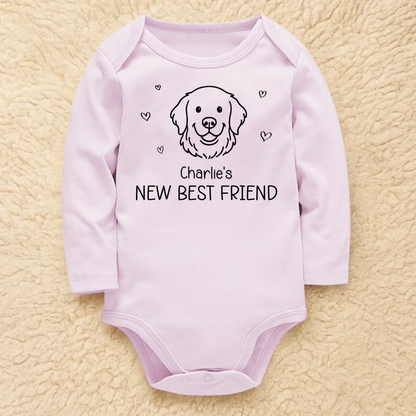 Custom Long Sleeve Baby Onesie - Personalized Baby Shower, Gender Reveal Gifts For New Moms, New Dads, New Parents, Dog Dad And Mom - Tiny Hands Endless Dreams