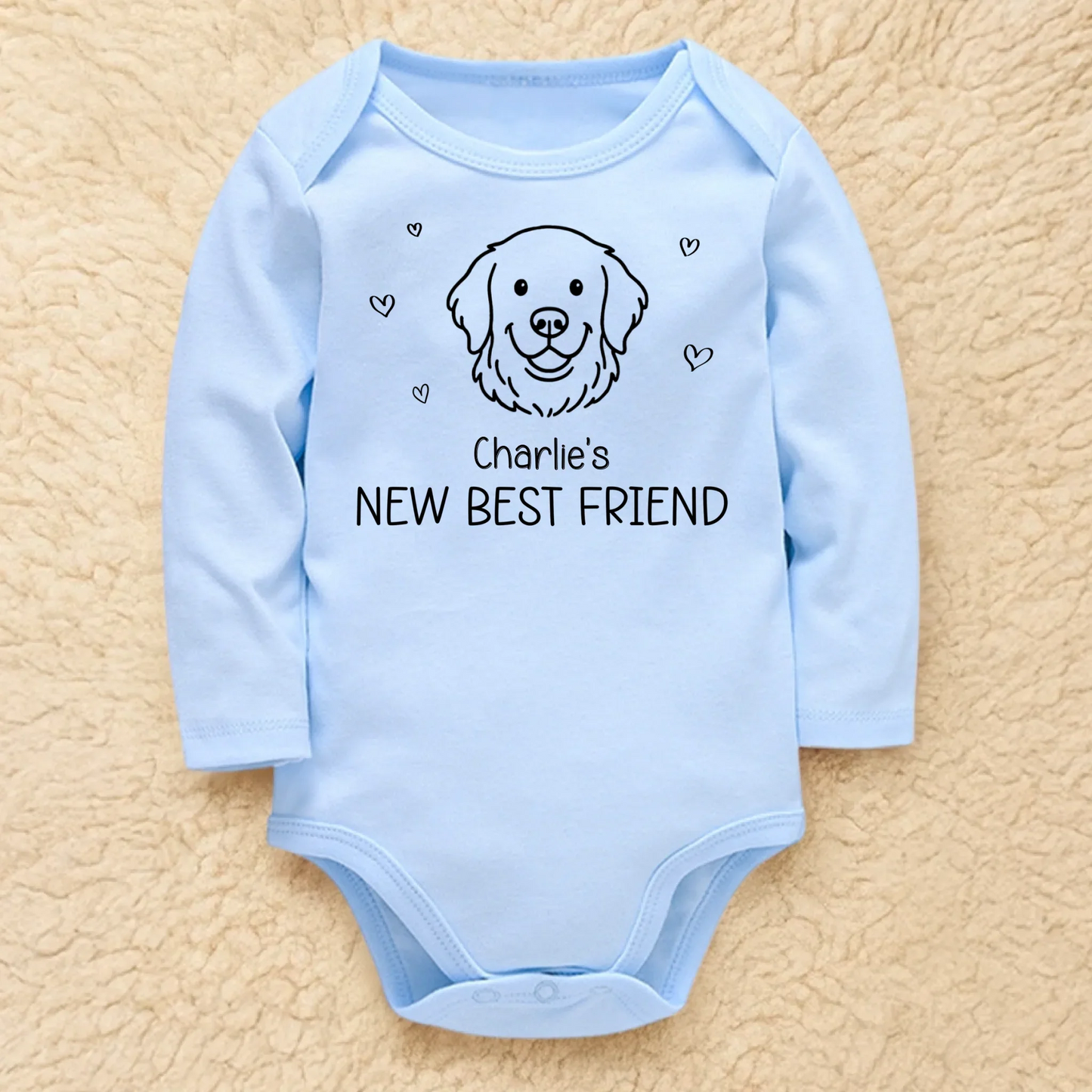 Custom Long Sleeve Baby Onesie - Personalized Baby Shower, Gender Reveal Gifts For New Moms, New Dads, New Parents, Dog Dad And Mom - Tiny Hands Endless Dreams