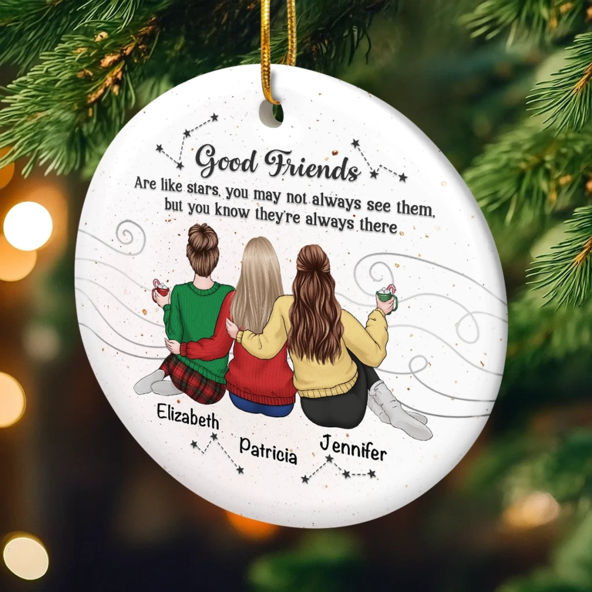 Custom Acrylic Ornament - Personalized Best Friend Christmas Birthday Gifts For Women, Besties, Sisters, BFF - Forever On Your Side