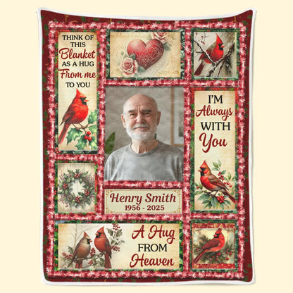 Custom Photo Cardinal Blanket - Personalized Christmas Memorial Sympathy Gifts For Loss Of Mom, Dad - Always Remembered Never Forgotten