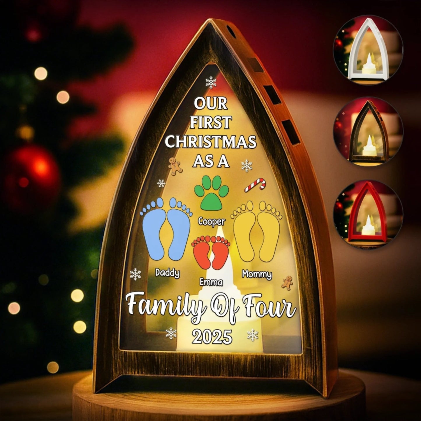 Custom First Christmas LED Tabletop Lantern Light - Personalized Christmas Birthday Gifts For Mom, Dad, Brother, Sister, Kids - Sparkle Of Beginnings