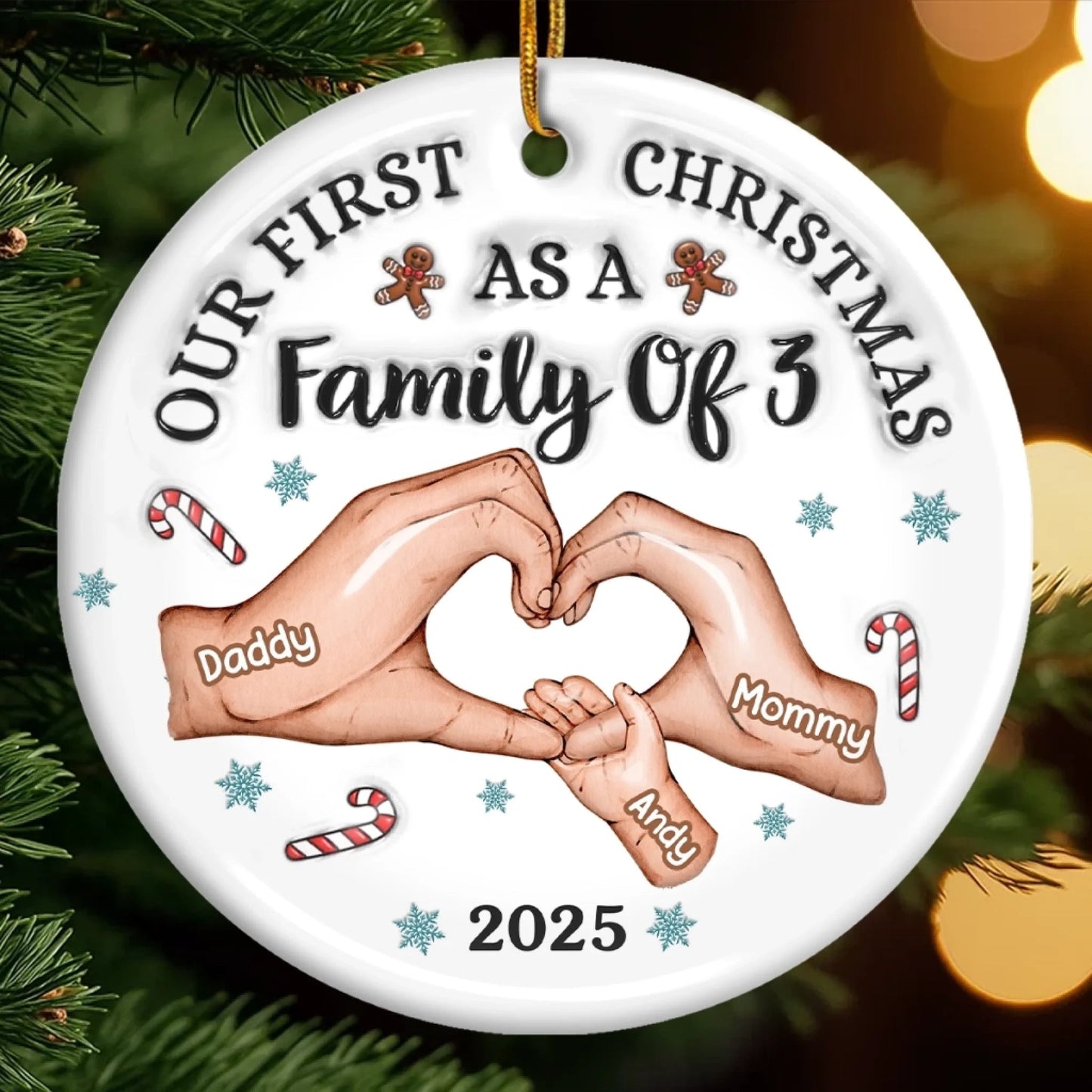 Custom First Christmas Acrylic Ornament - Personalized Christmas Birthday Gifts For Mom, Dad, Brother, Sister, Kids - Together Is Our Best Place