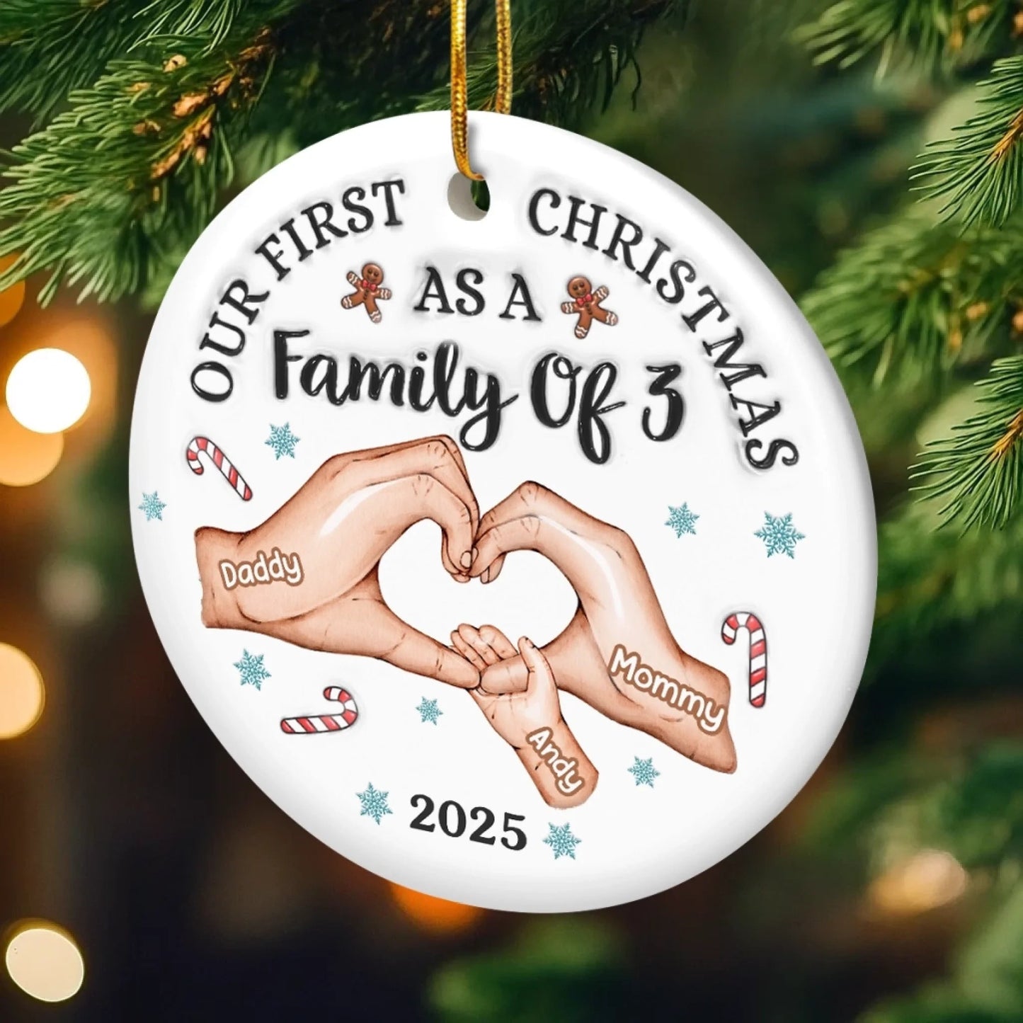 Custom First Christmas Acrylic Ornament - Personalized Christmas Birthday Gifts For Mom, Dad, Brother, Sister, Kids - Together Is Our Best Place