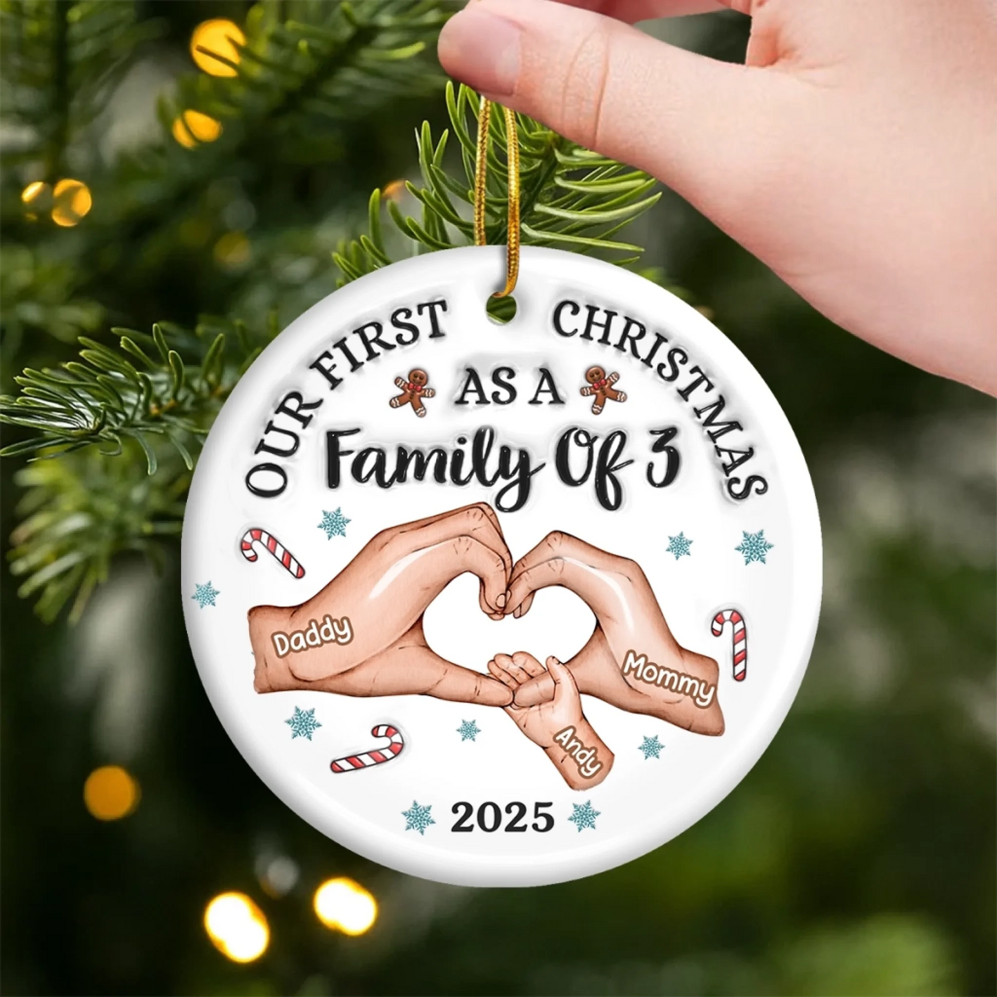 Custom First Christmas Acrylic Ornament - Personalized Christmas Birthday Gifts For Mom, Dad, Brother, Sister, Kids - Together Is Our Best Place