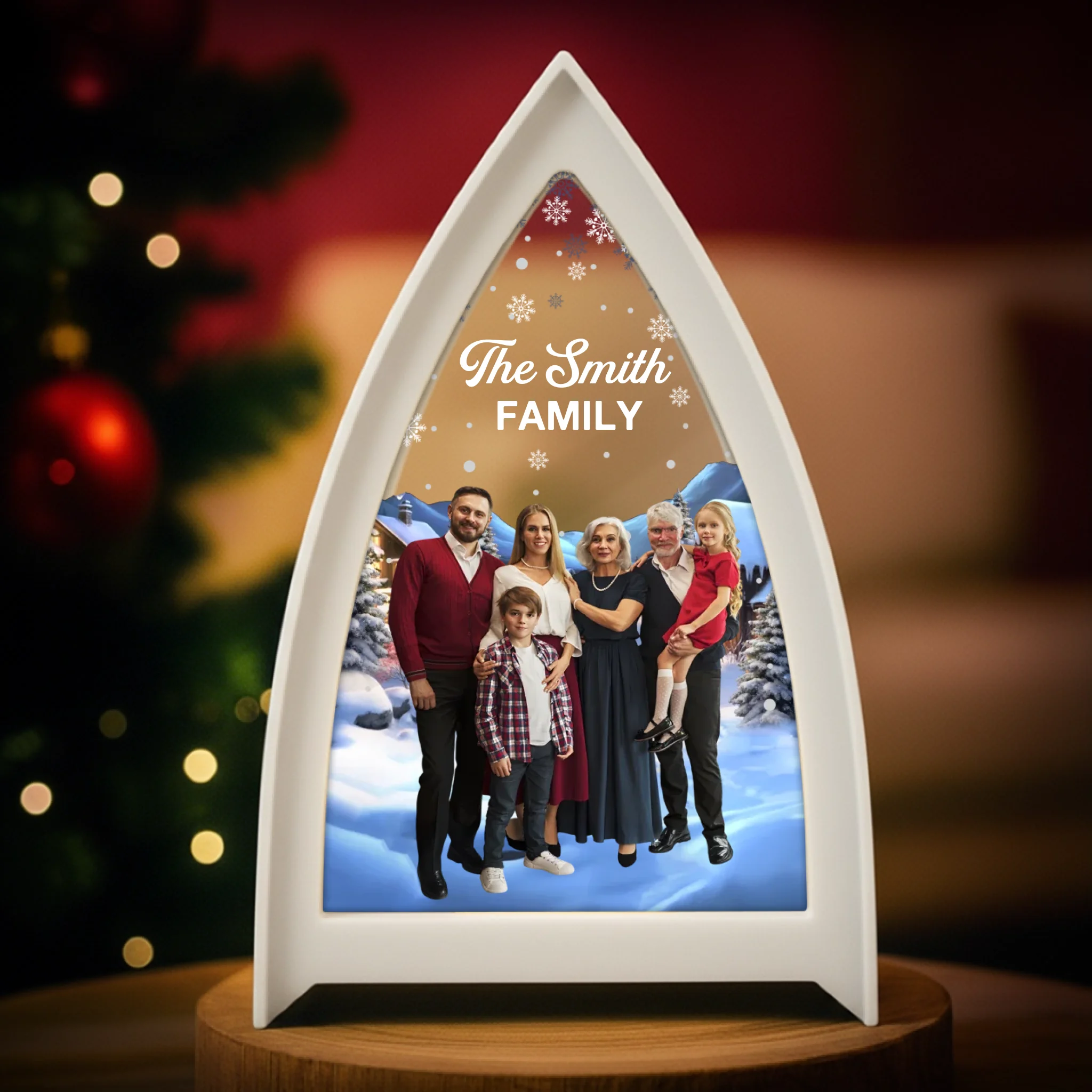 Custom Photo LED Tabletop Lantern Light - Personalized Christmas Birthday Gifts For Mom, Dad, Brother, Sister, Kids - Joyful Moments Wrapped In Warmth