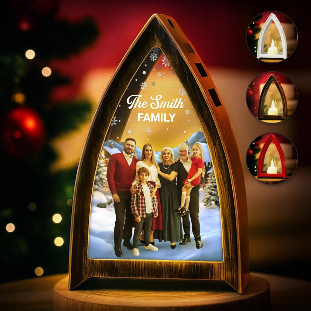 Custom Photo LED Tabletop Lantern Light - Personalized Christmas Birthday Gifts For Mom, Dad, Brother, Sister, Kids - Joyful Moments Wrapped In Warmth