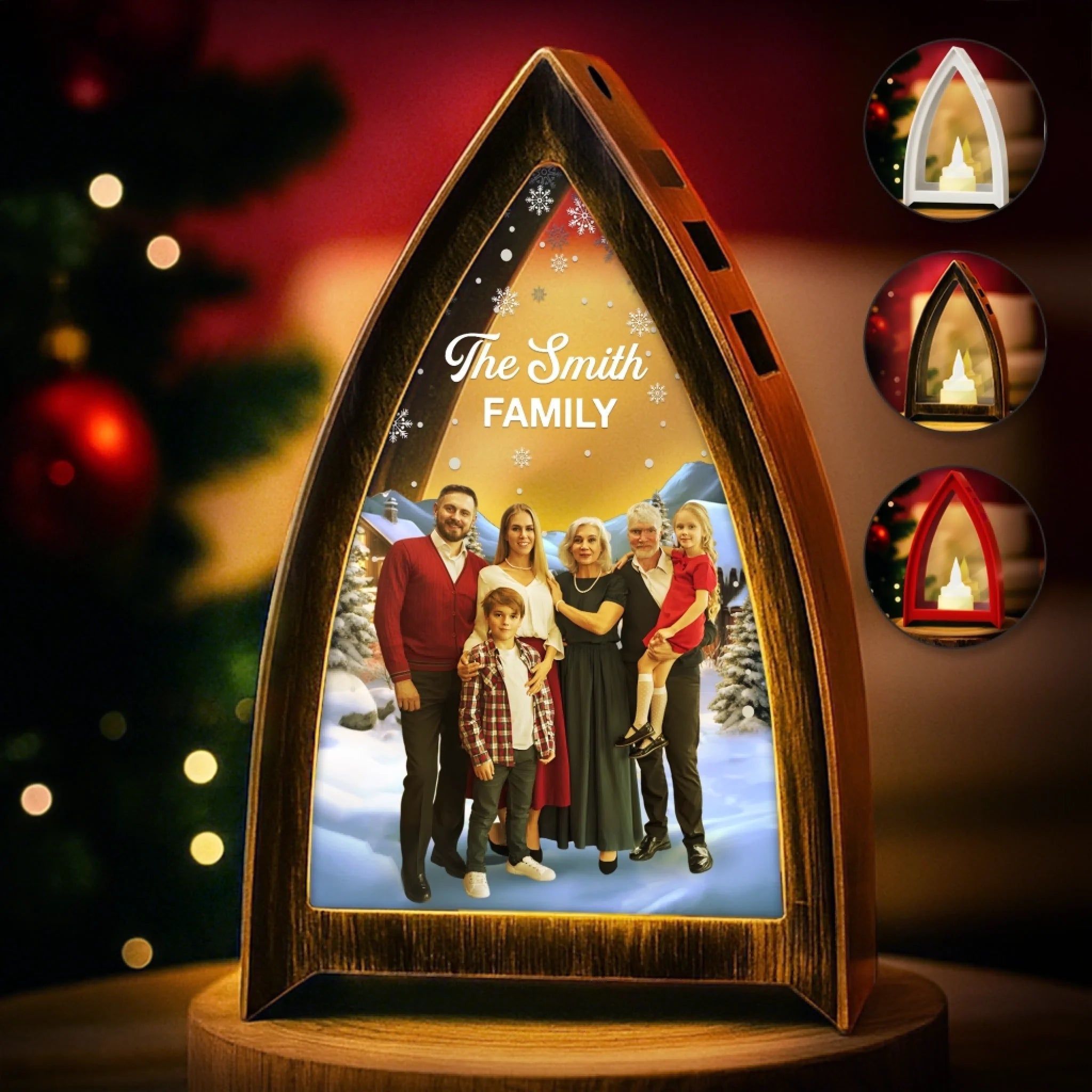 Custom Photo LED Tabletop Lantern Light - Personalized Christmas Birthday Gifts For Mom, Dad, Brother, Sister, Kids - Joyful Moments Wrapped In Warmth