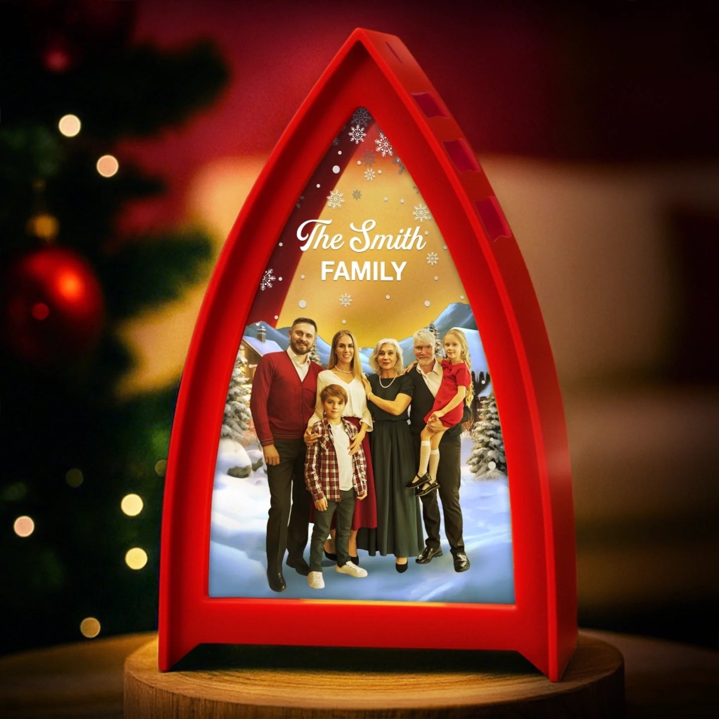 Custom Photo LED Tabletop Lantern Light - Personalized Christmas Birthday Gifts For Mom, Dad, Brother, Sister, Kids - Joyful Moments Wrapped In Warmth